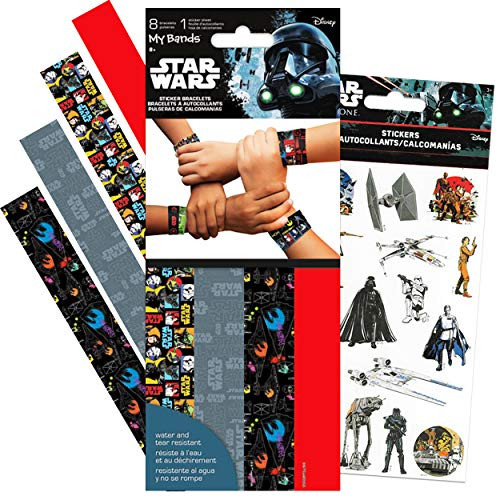 Star Wars Party Supplies Star Wars Party Favors Bundle - 8 Pc Star Wars Sticker Wristband Bracelets with Star Wars Stickers Party Decorations (Star Wars Stickers)