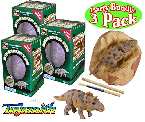 Toysmith Dinosaur Egg Excavation Kit Party Set Bundle - 3 Pack (Assorted)