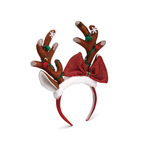 Reindeer Antlers with Bow Adult's One Size Polyester Christmas Fashion Headband