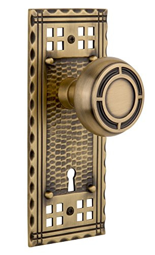 Nostalgic Warehouse Craftsman Plate with Keyhole Mission Knob, Single Dummy, Antique Brass