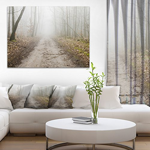 Designart PT9810-20-12 Straight Forest Road in Fall Landscape Photo Canvas Art Print, 12" H x 20" W x 1" D 1P, Green Designart PT9810-20-12 Straight Forest Road in Fall Landscape Photo Canvas Art Print, 12" H x 20" W x 1" D 1P, Green