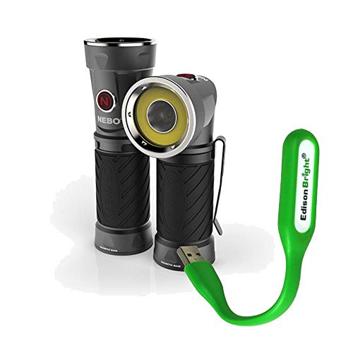 Nebo Cryket 6437 AAA Battery Powered worklight/Flashlight with EdisonBright USB Reading Light Bundle