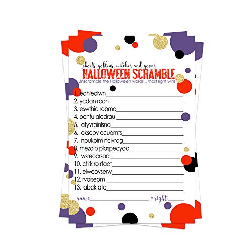 Halloween Party Games (25 Cards) Word Scramble Pack  Unscramble the List  Fun Activity for Kids, Adults, Groups  Pumpkin Baby Shower  Festive Fall Celebrations