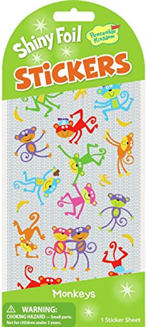 Peaceable Kingdom Shiny Foil Monkeys Sticker Pack - One Sheet