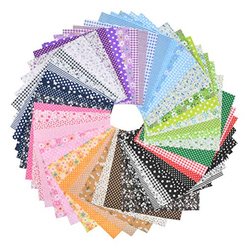 BUYGOO 50Pcs 8" x 8" (20cm x 20cm) Quilting Fabric Squares, Sewing Fabric Squares, Assorted Craft Patchwork Fabric Bundle Squares DIY Sewing Scrapbooking Quilting Dot Pattern