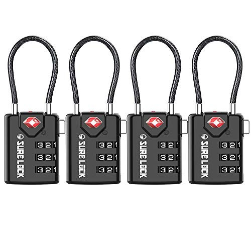 SURE LOCK TSA Compatible Travel Luggage Locks, Inspection Indicator, Easy Read Dials TSA Approved Padlock with Zinc Alloy SURE LOCK TSA Compatible Travel Luggage Locks, Inspection Indicator, Easy Read Dials TSA Approved Padlock with Zinc Alloy