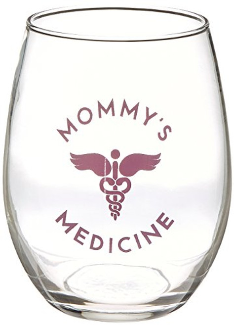 Mommys Medicine Stemless Wine Glass Liquid Therapy, 21 ounce, Christmas Gift Idea Present for Mom Gift for Doctor or Nurse