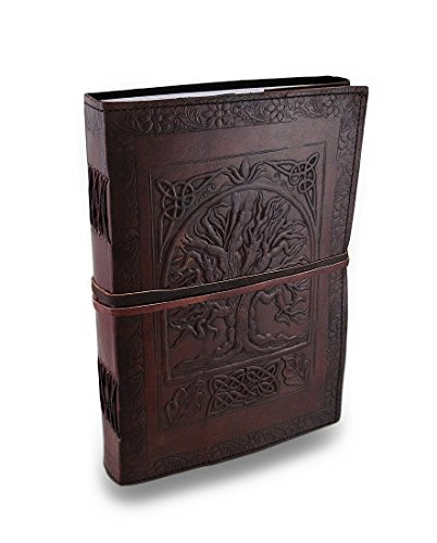 Leather Journal Diary Embossed Large Tree Notebook for Writing Leather Diary Handmade Leather Journal (107, Brown) Christmas Sale
