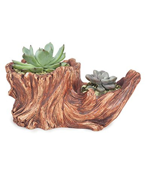 Dahlia Driftwood Stump Log Concrete Planter/Succulent Pot/Plant Pot, 8.4L x 4.5W