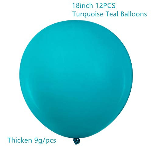 18 inch Turquoise Balloons Big Teal Balloons Party Latex Balloons Quality Helium Balloons, Party Decorations Supplies Balloons, 9g/pcs, Pack of 12