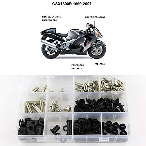 Xitomer Complete Fairing Bolts, for Suzuki GSX1300R HAYABUSA 1999 2000 2001 2002 2003 2004 2005 2006 2007, Full Set Bodywork Screws/Fastenings/Mounting Kits (Silver)