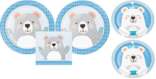 Bear Birthday Party Bundle 9" Plates (16) 7" Plates 16) Napkins(16)
