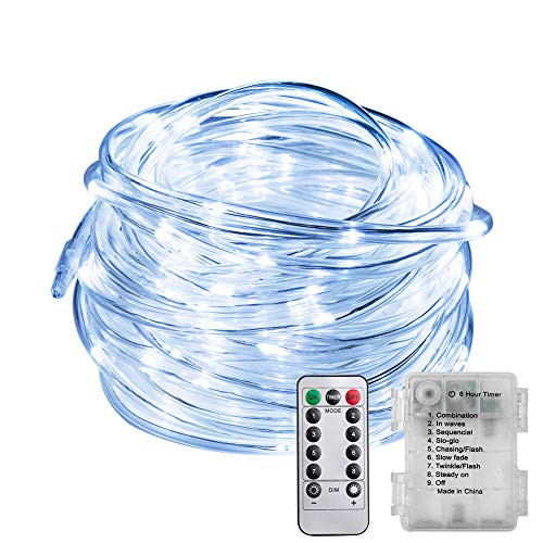 Bynhieo LED Rope Lights Outdoor String Lights Battery Powered Timer with Remote Control, 8 Modes Waterproof Fairy Lights for Gazebo, Wedding,Christmas, Holiday, Party Bynhieo LED Rope Lights Outdoor String Lights Battery Powered Timer with Remote Control, 8 Modes Waterproof Fairy Lights for Gazebo, Wedding,Christmas, Holiday, Party