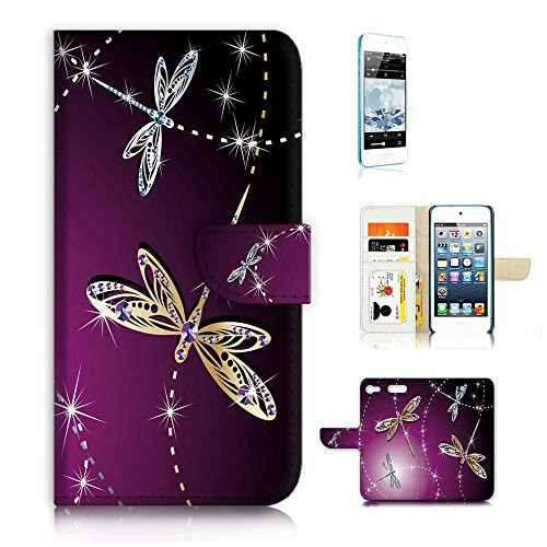 ( For iPod Touch 6 / iTouch 6 ) Flip Wallet Case Cover and Screen Protector Bundle A20232 Dragonfly Beautiful