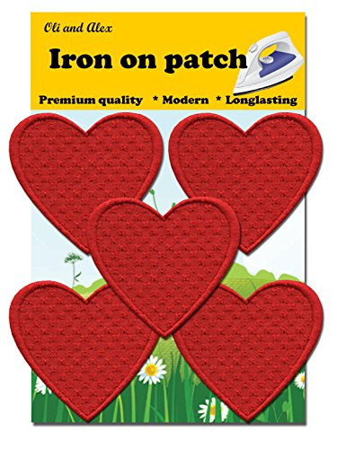 Iron On Patches - Red Heart Patch 5 pcs Iron On Patch Embroidered Applique A-75