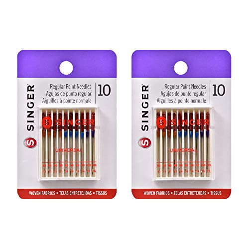 SINGER Universal Regular Point Machine Needles, 20 Count, Sizes 80/11, 90/14, 100/16