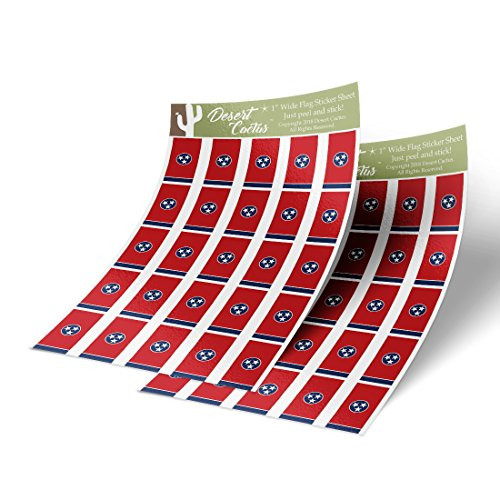 Tennessee TN State Flag Sticker Decal 1 inch Rectangle Two Sheets 50 Total Pieces Kids Logo Scrapbook Car Vinyl Window Bumper Laptop Tennessean