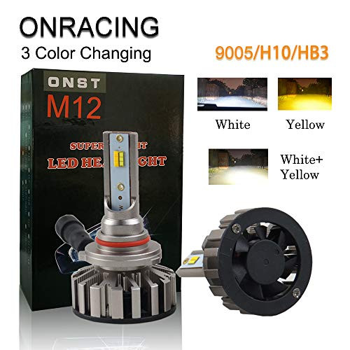 LED Headlight Bulbs 3 Color H10 Extreme Bright Car HB3 LED Bulb Dual Beam Fog Light White 6000k Amber 3000k Yellow Warm White 4300k 9005 Conversion Kit Automotive Replacement High Low(H10/HB3/9005)
