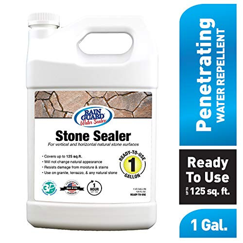 Rain Guard Water Sealers SP-6004 Stone Sealer Ready to Use - Water Repellent for Interior or Exterior Porous Stone - Covers up to 125 Sq. Ft, 1 Gallon, Invisible Clear