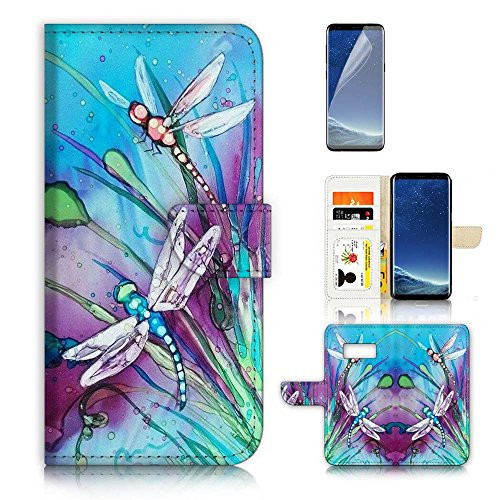 ( For Samsung S8 ) Flip Wallet Case Cover & Screen Protector Bundle - A21094 Dragonfly