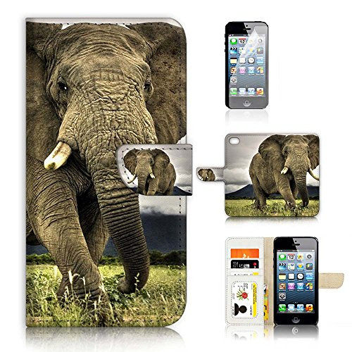 ( For iPhone 6 Plus / iPhone 6S Plus ) Flip Wallet Case Cover & Screen Protector Bundle - A21107 Elephant