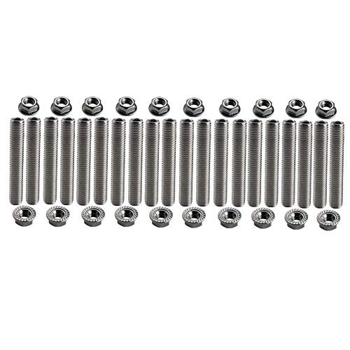 Dewhel 20 pcs stainless exhaust manifold stud kit manifolds Super Duty for Ford 6.8 Liter V10