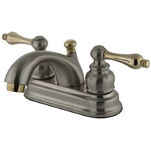 Kingston Brass KB2609AL Vintage 4-Inch Centerset Lavatory Faucet with Metal Lever Handle, Brushed Nickel and Polished Brass