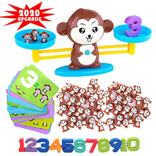 Odowalker Monkey Balance Counting Toys?91PCS Monkey Balance Montessori Toy for 3 4 5 Year olds First Grade Children Kids Kindergarten Board Game
