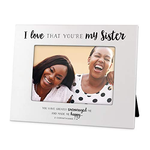 I Love That You're My Sister Whimsical White 8.25 x 6.5 Wood Photo Frame