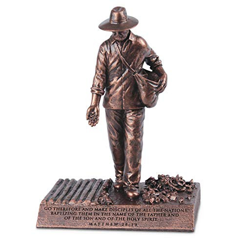 Lighthouse Christian Products Parable of The Sower Bronzelike Finish 6.25 Inches Cast Stone Mounted Sculpture