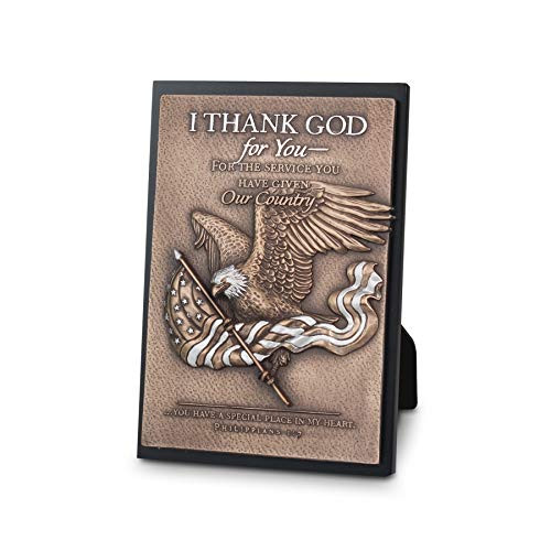 Lighthouse Christian Products Thank God for You Hammered Silver Tone Eagle 4.5 x 6.5 Cast Stone Sculpture Plaque