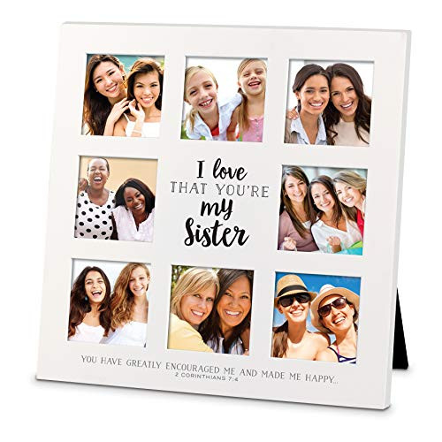 Lighthouse Christian Products I Love That You're My Sister White 8.75 x 8.75 Wood 8 Opening Collage Photo Frame