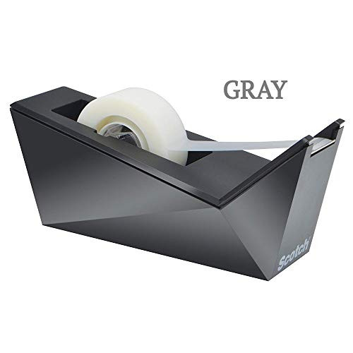 Scotch Tape Dispenser, Facet Design One-Handed Dispenser, 1" Core, Gray