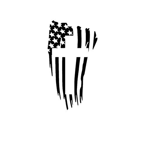 American Flag and Cross NOK Decal Vinyl Sticker |Cars Trucks Vans Walls Laptop|Black|5.5 x 3.25 in|NOK470