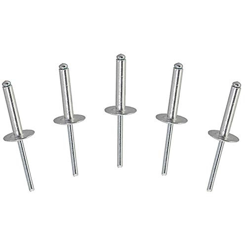 Metal Magery 100 Large Flange Aluminum Open End Pop Rivets 3/16" x 1" (0.876-1.000 Inch Grip Range) QTY: 100 Metal Magery 100 Large Flange Aluminum Open End Pop Rivets 3/16" x 1" (0.876-1.000 Inch Grip Range) QTY: 100