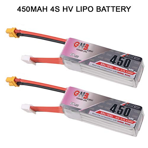 2pcs Gaoneng 450mAh 15.2V 80C/160C HV 4S LiPo Battery Pack with XT30 Plug for Beta85X 4S Multirotor FPV Quadcopter 150mm Size Micro Drone 2pcs Gaoneng 450mAh 15.2V 80C/160C HV 4S LiPo Battery Pack with XT30 Plug for Beta85X 4S Multirotor FPV Quadcopter 150mm Size Micro Drone