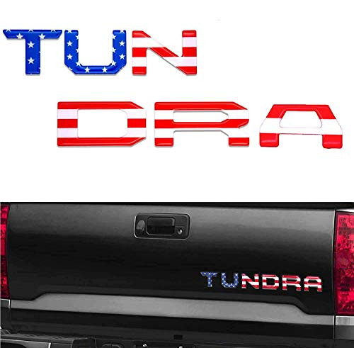 Mr Udinese Tailgate Insert Letters Compatible with Toyota Tundra 2014-2020 3D Raised & Strong Adhesive Decals Letters, Tailgate Emblems Inserts Letters (American Flag)
