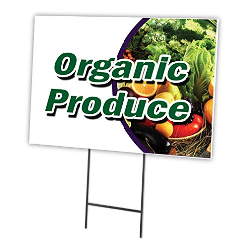 Organic Produce 12"x16" Yard Sign & Stake | Advertise Your Business | Stake Included Double Sided Image | Made in The USA
