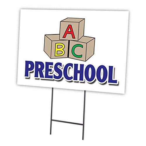Preschool 12"x16" Yard Sign & Stake | Advertise Your Business | Stake Included Double Sided Image | Made in The USA