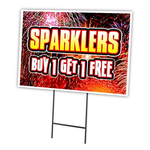Sparklers 12"x16" Yard Sign & Stake Outdoor Plastic Window | Advertise Your Business | Stake Included Double Sided Image | Made in The USA