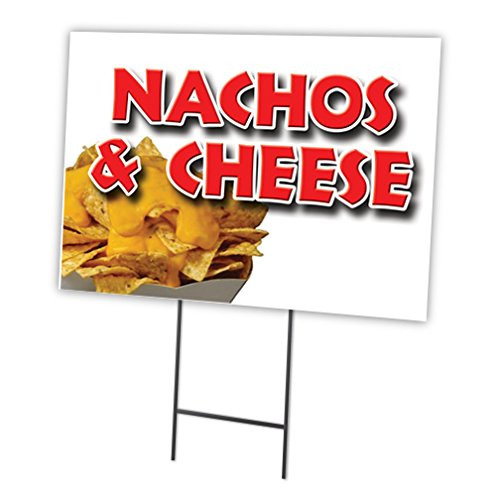 Nachos & Cheese 18"x24" Yard Sign & Stake | Advertise Your Business | Stake Included Double Sided Image | Made in The USA