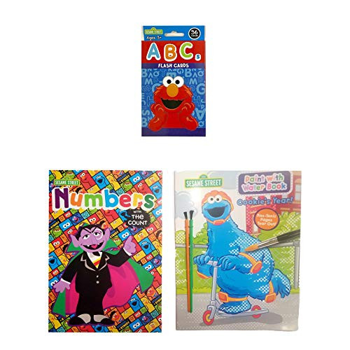 Sesame Street Learning Bundle: Paint with Water, Numbers with The Count, & Elmo (36) Flashcards