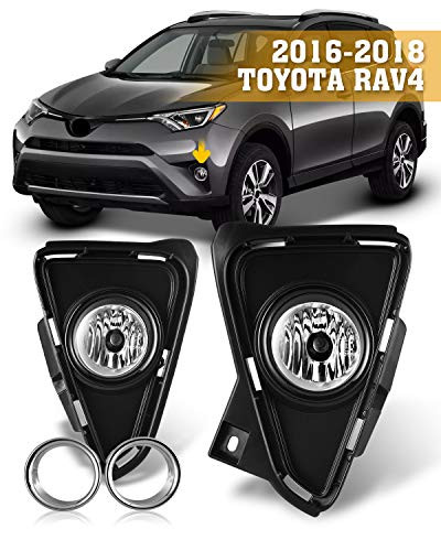 Fog Lights Compatible with 2016 2017 2018 Toyota RAV4 Bumper Lamps H11 12V 55W Bulbs Driving Lamps Replacement Included Wiring Kit & Switch-1 Pair(Clear Lens) AUTOFREE