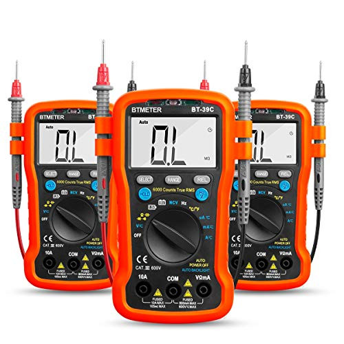 BTMETER BT-39C True RMS Digital Multimete Electric Amp Volt Ohm Tester for AC/DC Current, Voltage,Resistance,Capacitance(3 PACK)