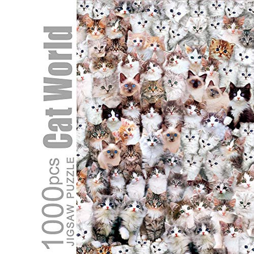 Jigsaw Puzzles 1000 Pieces for Adults Educational Fun Game Intellectual Decompressing Interesting Puzzle Cat World