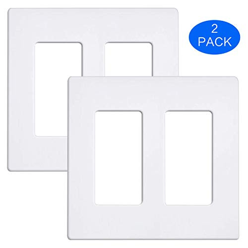 Wall Plates, 2 Gang Switch Plate Covers, Standard Size Screwless Outlet Covers for Light Switch, White, Pack of 2 Wall Plates, 2 Gang Switch Plate Covers, Standard Size Screwless Outlet Covers for Light Switch, White, Pack of 2