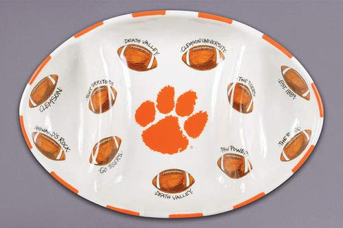 Magnolia Lane Collegiate Ceramic Football Platter (Clemson)