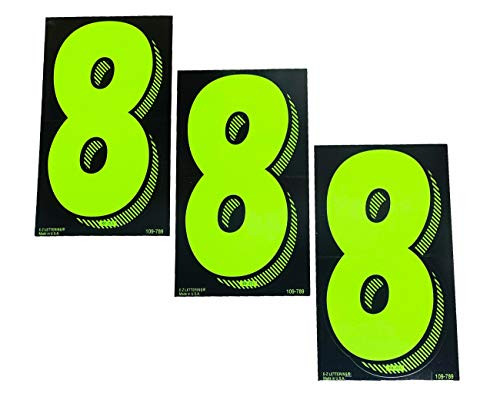 EZ Line Vinyl Decals for Cars Chartreuse Large Number Stickers Windshield Pricing Number (Number 8)