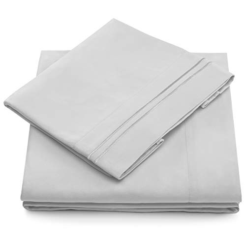 Cosy House Collection Twin Size Sheet Set - 3 Piece - Twin Bed Sheets - Deep Pocket - Extra Soft - Hypoallergenic - Cool & Breathable - Wrinkle, Stain, Fade Resistant (Twin, Silver)