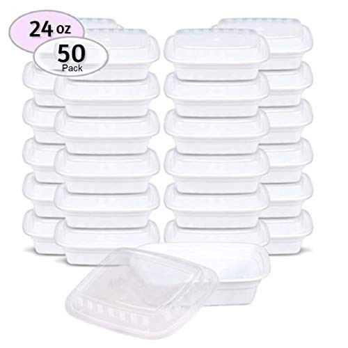 Meal Prep Containers Microwave Freezer Safe Food Storage Containers Meal Prep, Plastic Food Prep Lunch Containers With Lid, Bento Box, by SEWTCO (White, 24oz 50 pack) Meal Prep Containers Microwave Freezer Safe Food Storage Containers Meal Prep, Plastic Food Prep Lunch Containers With Lid, Bento Box, by SEWTCO (White, 24oz 50 pack)